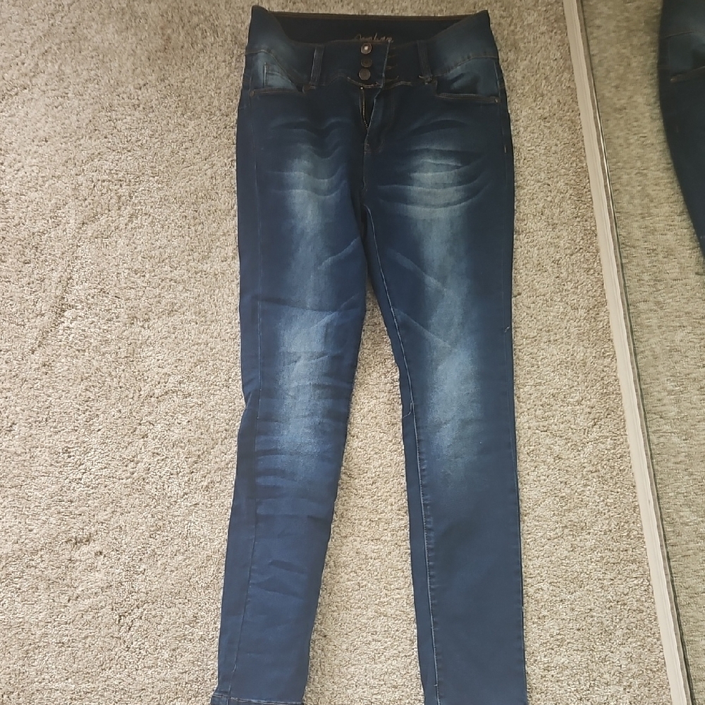 BAMBOO Blue Skinny Jeans with Faded Effect
